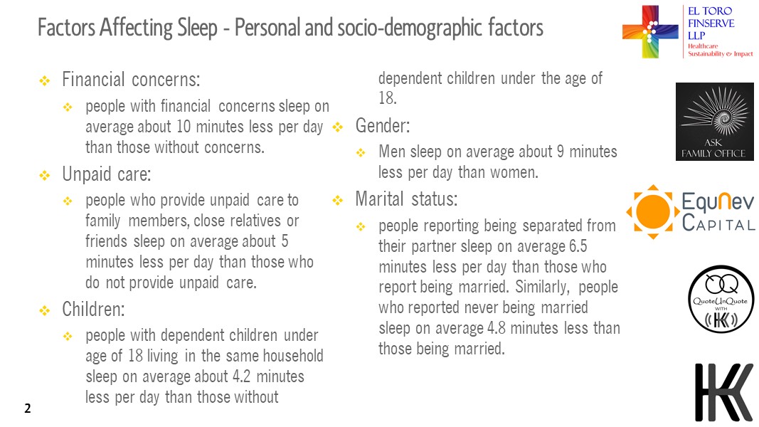 Factors Affecting Sleep - Personal and socio-demographic factors