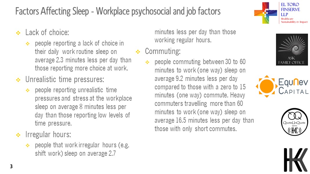 Factors Affecting Sleep - Workplace psychosocial and job factors